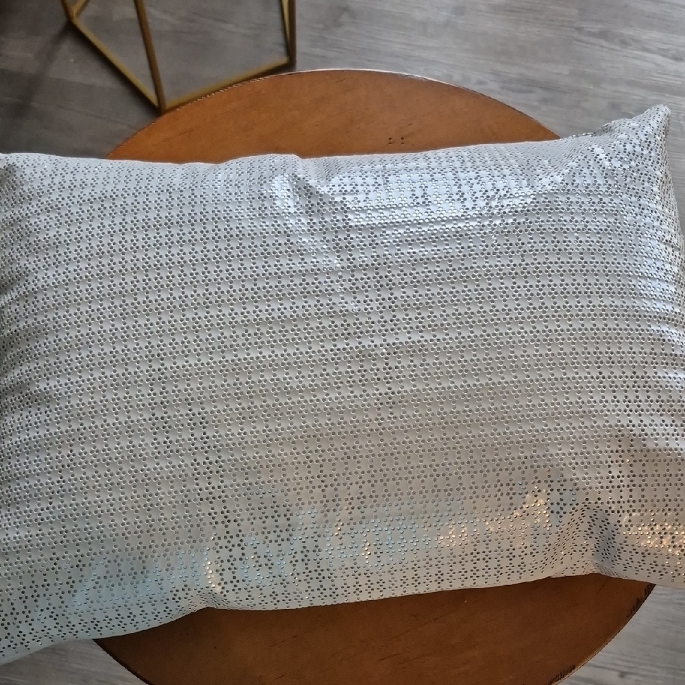 Calvin Klein Shimmering White & Silver Accent Pillow